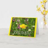 夏の花束。ハッピーバースデーグリーティングカード カード (黄色い花)