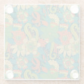 夏の花柄パターン ガラスコースター (裏面)