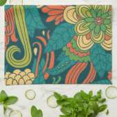 夏の花柄パターン キッチンタオル (折り畳み)