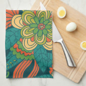 夏の花柄パターン キッチンタオル (四つ折り)