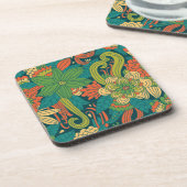 夏の花柄パターン コースター (左側)