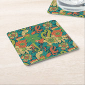 夏の花柄パターン スクエアペーパーコースター (アングル)