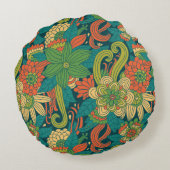 夏の花柄パターン ラウンドクッション (裏面)