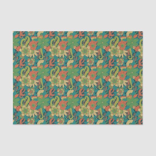 夏の花柄パターン 薄葉紙 (正面)