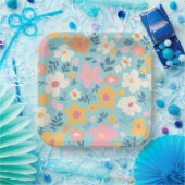 夏の花柄 ペーパープレート (パーティー)