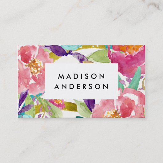 夏の花模様名刺 名刺 (正面)