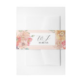 夏の花模様結婚ズカトラリーバンドの水色 招待状ベリーバンド (正面例)