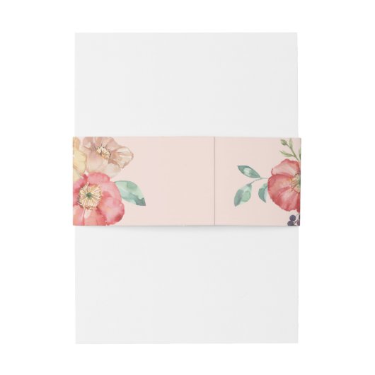 夏の花模様結婚ズカトラリーバンドの水色 招待状ベリーバンド (裏面例)