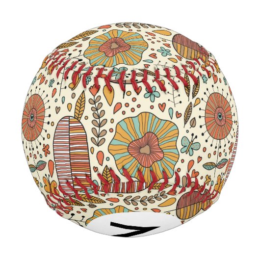 夏の花模様葉。 野球ボール (裏面)