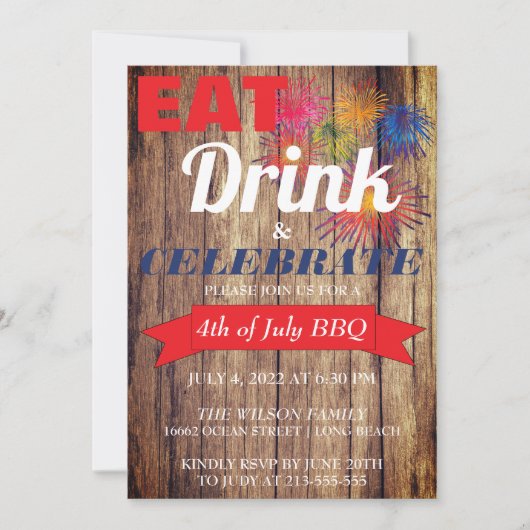 夏の花火BBQ 招待状 (正面)
