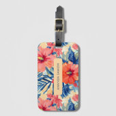 夏の花熱帯性ハイビスカスフローラルパターン ラゲッジタグ (正面縦)