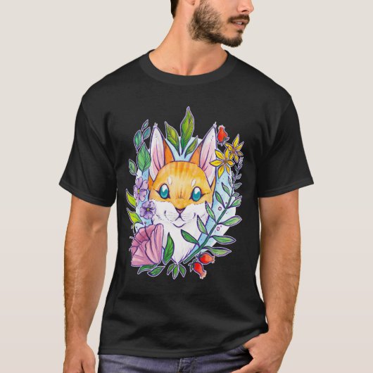夏の花猫 Tシャツ (正面)