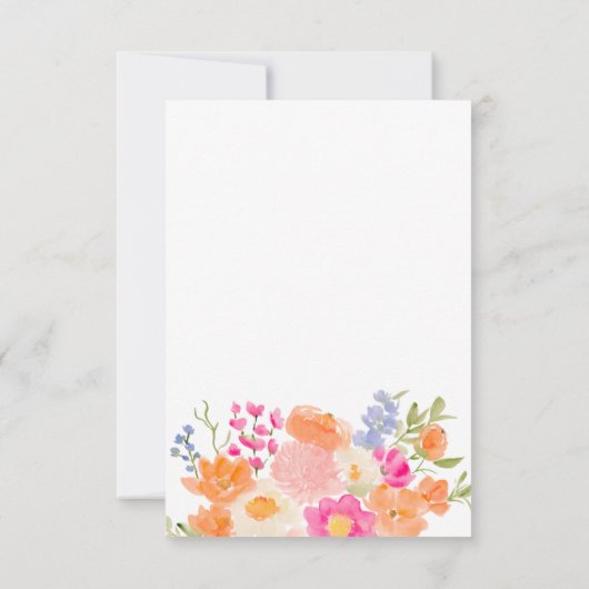 夏の花畑に咲く美しい野花のブライダルシャワー サンキューカード (裏面)