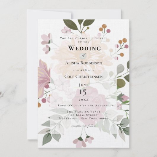 夏の花結婚の 招待状 (裏面)