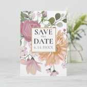 夏の花結婚式の日付を保存 招待状 (スタンド正面)