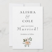 夏の花結婚式の日付を保存 招待状 (裏面)