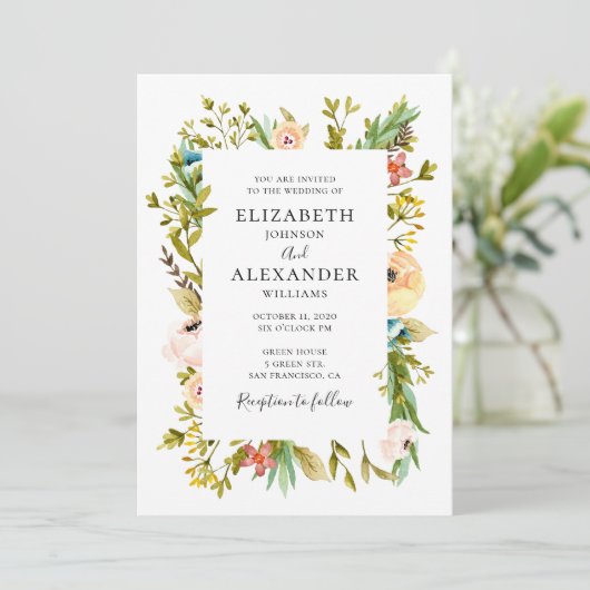 夏の花結婚式招待状。春フローラ 招待状 (スタンド正面)