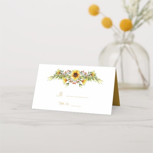 夏の花結婚飾り プレイスカード (正面)