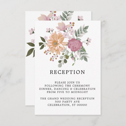 夏の花縦式レセプションカード (正面/裏面)