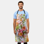 夏の花背景花束 エプロン (着用した状態)