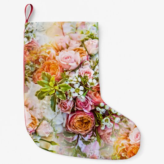 夏の花背景花束 スモールクリスマスストッキング (正面)