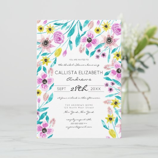 夏の花離れ類水彩ブライダルシャワー 招待状 (スタンド正面)