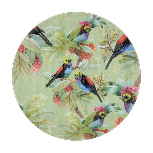 夏の花鳥:熱帯パターン カッティングボード (正面)