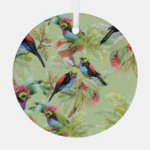 夏の花鳥:熱帯パターン ガラスオーナメント (裏面)