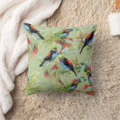 夏の花鳥：熱帯パターン クッション (ブランケット)