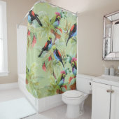 夏の花鳥：熱帯パターン シャワーカーテン (インサイチュ)