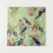 夏の花鳥：熱帯パターン タペストリー (正面(横))