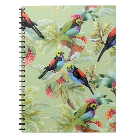 夏の花鳥：熱帯パターン ノートブック (正面)
