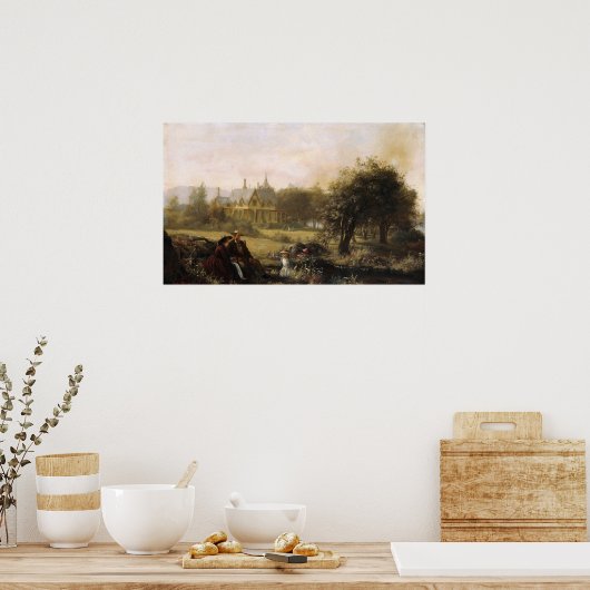 夏の花1859by Jerome B Thompson - ポスター (キッチン)