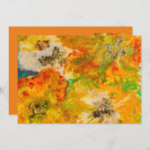 夏の花 アブストラクト オレンジ ゴールド イエロー 招待状 (正面/裏面)