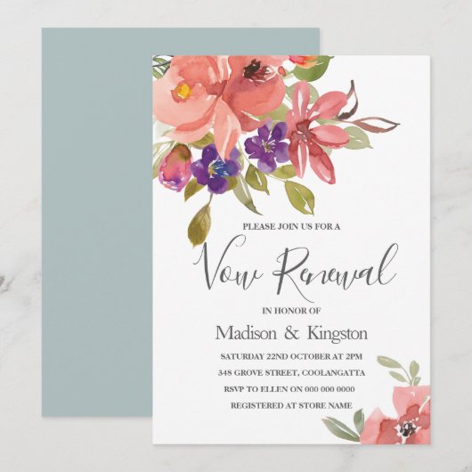 夏の花 ピンクの誓い 更新 招待状 (正面/裏面)