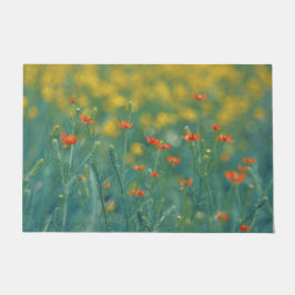 夏の花 (フラワーフィールド) (赤い花) ドアマット