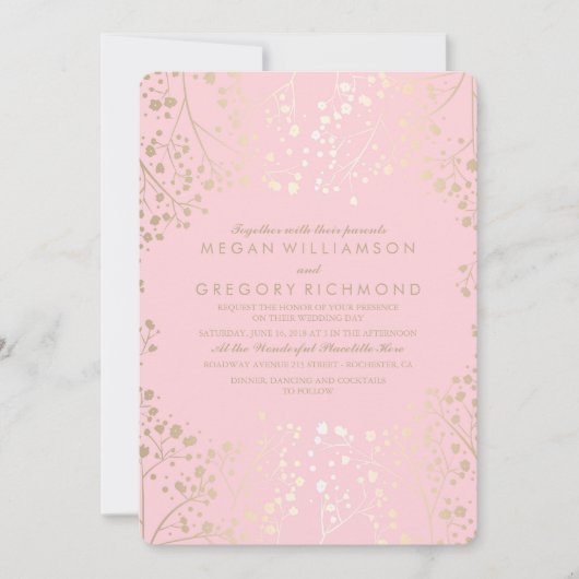 夏の花 フリルのある清楚な結婚式 招待状 (正面)