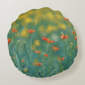 夏の花(フローラ畑) （赤い花） ラウンドクッション (裏面)