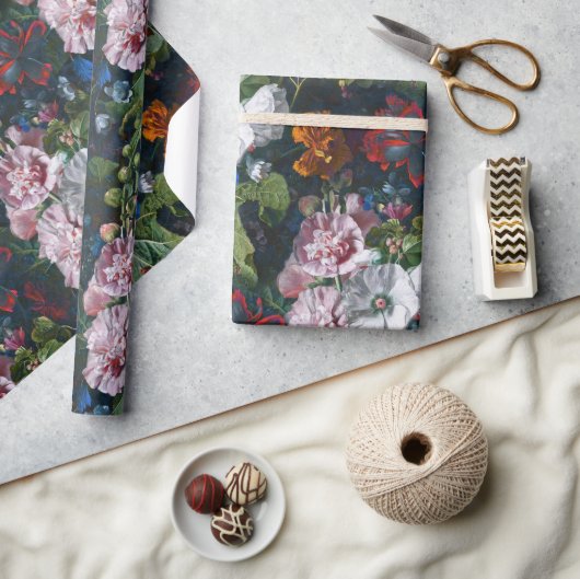 夏の花 ラッピングペーパー (クラフト)