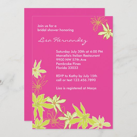 夏の花 招待状 (正面/裏面)