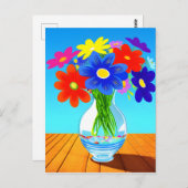 夏の花：美しいカラフル花 ポストカード (正面/裏面)