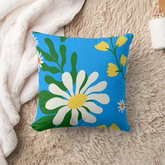 夏の花（青） クッション (ブランケット)