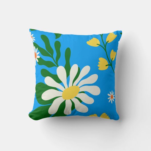 夏の花（青） クッション (正面)