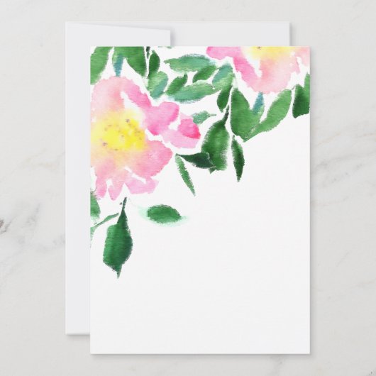 夏の芸術的フローラウォーターカラーアート 招待状 (裏面)