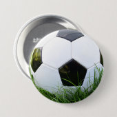 夏の草のサッカーボール 缶バッジ (正面&裏面)