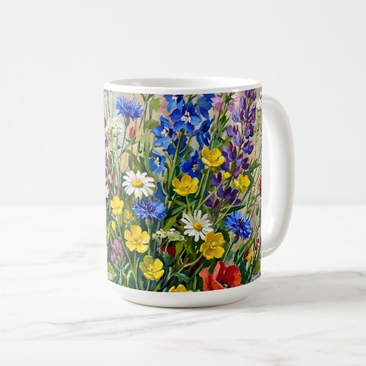 夏の草原の野花 コーヒーマグカップ (正面右)