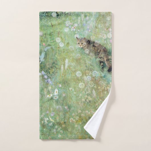 夏の草地の猫、ブルーノ・リジェフォス ハンドタオル (ハンドタオル)