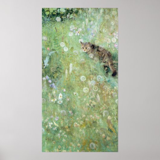 夏の草地の猫、ブルーノ・リジェフォス ポスター (正面)