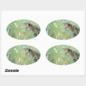 夏の草地の猫、ブルーノ・リジェフォス 楕円形シール (シート)