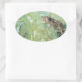 夏の草地の猫、ブルーノ・リジェフォス 楕円形シール (バッグ)